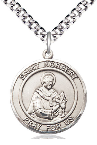 Pewter Saint Norbert of Xanten Medal Catholic Jewelry Engraved Catholic Saint Jewelry