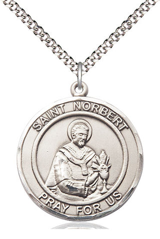 Pewter Saint Norbert of Xanten Medal Catholic Jewelry Engraved Catholic Saint Jewelry