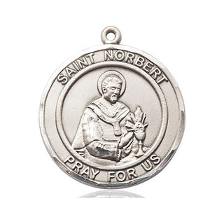 Sterling Silver Saint Norbert of Xanten Medal Catholic Jewelry Engraved Catholic Saint Jewelry