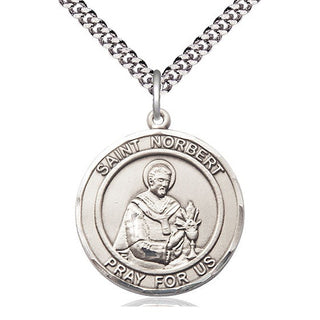 Sterling Silver Saint Norbert of Xanten Medal Catholic Jewelry Engraved Catholic Saint Jewelry