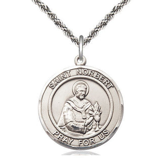 Sterling Silver Saint Norbert of Xanten Medal Catholic Jewelry Engraved Catholic Saint Jewelry
