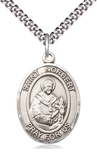 Sterling Silver Saint Norbert of Xanten Medal Catholic Jewelry Engraved Catholic Saint Jewelry