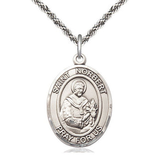 Sterling Silver Saint Norbert of Xanten Medal Catholic Jewelry Engraved Catholic Saint Jewelry