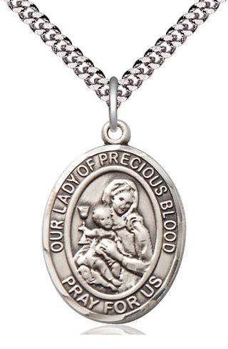 Pewter Our Lady of the Precious Blood Medal Catholic Jewelry Engraved Catholic Saint Jewelry