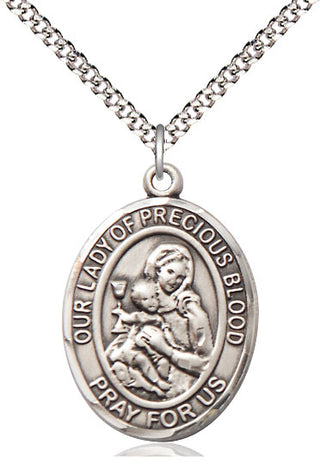 Pewter Our Lady of the Precious Blood Medal Catholic Jewelry Engraved Catholic Saint Jewelry