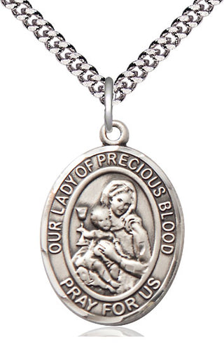 Pewter Our Lady of the Precious Blood Medal Catholic Jewelry Engraved Catholic Saint Jewelry