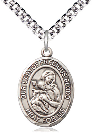 Sterling Silver Our Lady of the Precious Blood Medal Catholic Jewelry Engraved Catholic Saint Jewelry