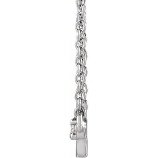 Sterling Silver .015 CT Natural Diamond Sideways Cross 18" Necklace