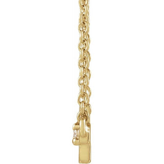 14K Yellow .015 CT Natural Diamond Sideways Cross 18" Necklace