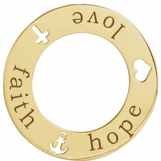 14K Yellow Faith, Hope, Love Pierced 20 mm Loop Pendant