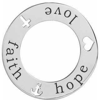 Platinum Faith, Hope, Love Pierced 20 mm Loop Pendant