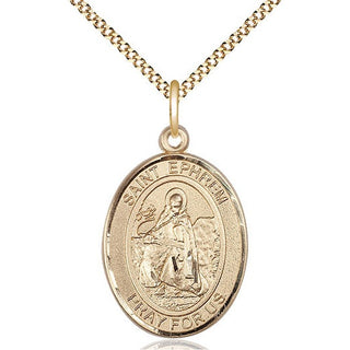 14kt Gold Filled Saint Ephrem Medal Catholic Jewelry Engraved Catholic Saint Jewelry