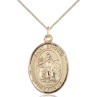 14kt Gold Filled Saint Ephrem Medal Catholic Jewelry Engraved Catholic Saint Jewelry
