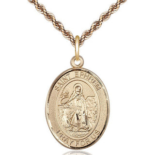 14kt Gold Filled Saint Ephrem Medal Catholic Jewelry Engraved Catholic Saint Jewelry
