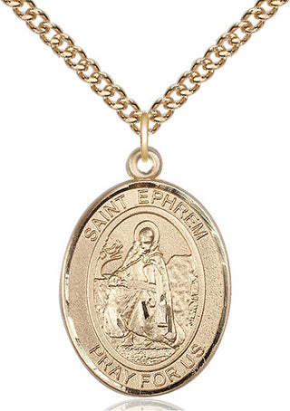 14kt Gold Saint Ephrem Medal Engraved Catholic Saint Jewelry