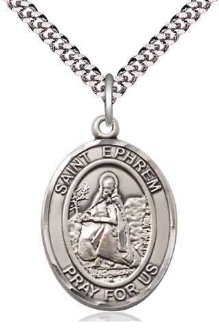 Sterling Silver Saint Ephrem Medal Catholic Jewelry Engraved Catholic Saint Jewelry