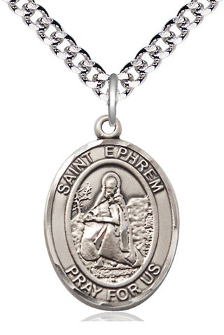 Sterling Silver Saint Ephrem Medal Catholic Jewelry Engraved Catholic Saint Jewelry