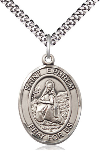 Sterling Silver Saint Ephrem Medal Catholic Jewelry Engraved Catholic Saint Jewelry