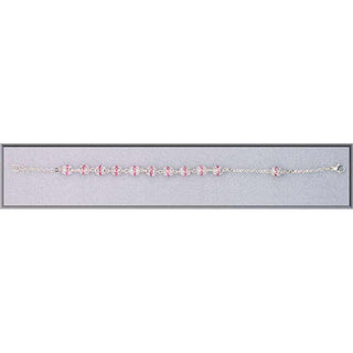 Pink Crystal Tin Cut Capped Beads Bracelet with Medal,Cross