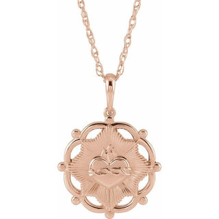 14K Rose Sacred Heart 16" Necklace
