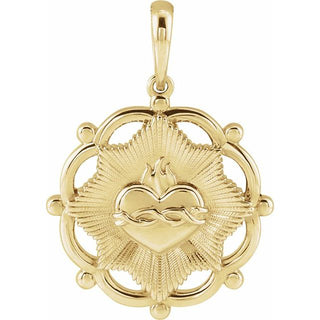 14K Yellow Sacred Heart Pendant
