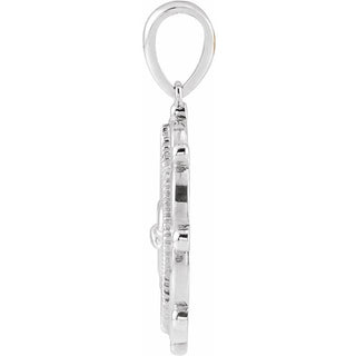 14K White Sacred Heart Pendant