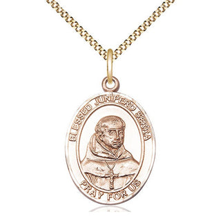 14kt Gold Filled Saint Junipero Serra Medal Catholic Jewelry Engraved Catholic Saint Jewelry