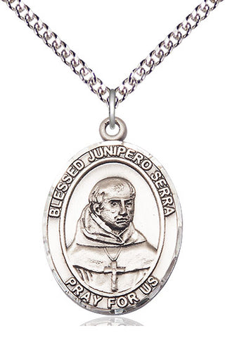 Sterling Silver Saint Junipero Serra Medal Catholic Jewelry Engraved Catholic Saint Jewelry