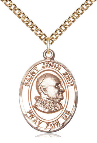 14kt Gold Filled Saint John Xxiii Medal Catholic Jewelry Engraved Catholic Saint Jewelry