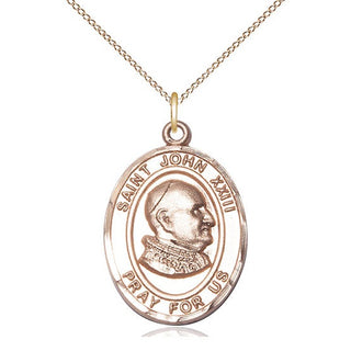 14kt Gold Saint John Xxiii Medal Engraved Catholic Saint Jewelry