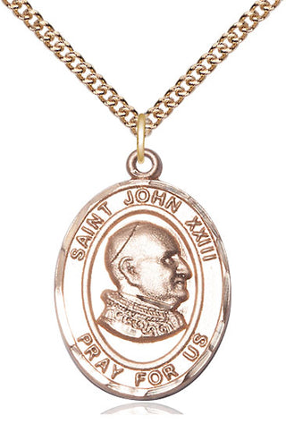 14kt Gold Saint John Xxiii Medal Engraved Catholic Saint Jewelry