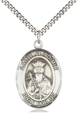 Pewter Saint Vladimir Medal Catholic Jewelry Engraved Catholic Saint Jewelry