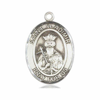 Sterling Silver Saint Vladimir Medal Catholic Jewelry Engraved Catholic Saint Jewelry