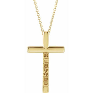 14K Yellow Blessed Cross 16-18" Necklace