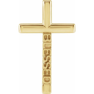 14K Yellow Blessed Cross Pendant