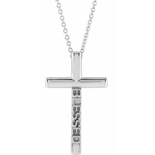14K White Blessed Cross 16-18" Necklace