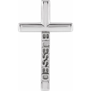 14K White Blessed Cross Pendant
