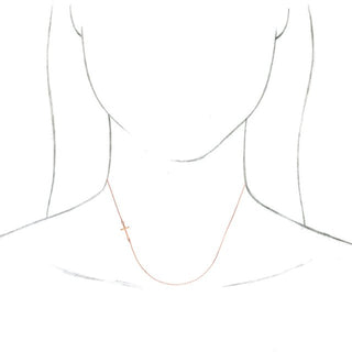 14K Rose Off-Center Sideways Cross 16" Necklace  