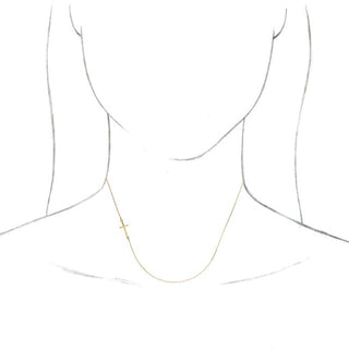 14K Yellow Off-Center Sideways Cross 16" Necklace  