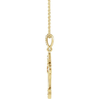 14K Yellow Natural Citrine & .06 CTW Natural Diamond Cross 16-18" Necklace 
