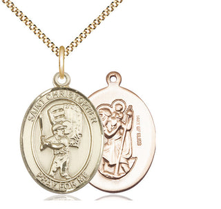 14kt Gold Filled Saint Christopher Baseball Medal Catholic Jewelry