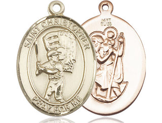 14kt Gold Saint Christopher Baseball Medal