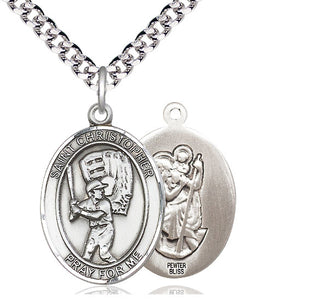 Pewter Saint Christopher Baseball Medal Catholic Jewelry