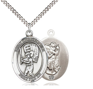 Pewter Saint Christopher Baseball Medal Catholic Jewelry