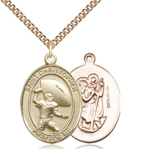 14kt Gold Filled Saint Christpher Football Medal Catholic Jewelry