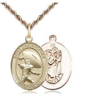 14kt Gold Saint Christopher Football Medal