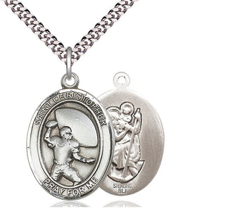 Sterling Silver Saint Christpher Football Medal Catholic Jewelry