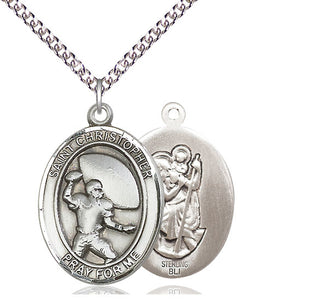 Sterling Silver Saint Christpher Football Medal Catholic Jewelry