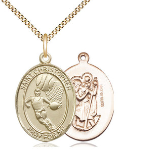 14kt Gold Filled Saint Christopher Basketball Medal Catholic Jewelry