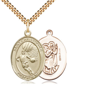 14kt Gold Filled Saint Christopher Basketball Medal Catholic Jewelry